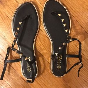 Black gold studded sandals/ never worn